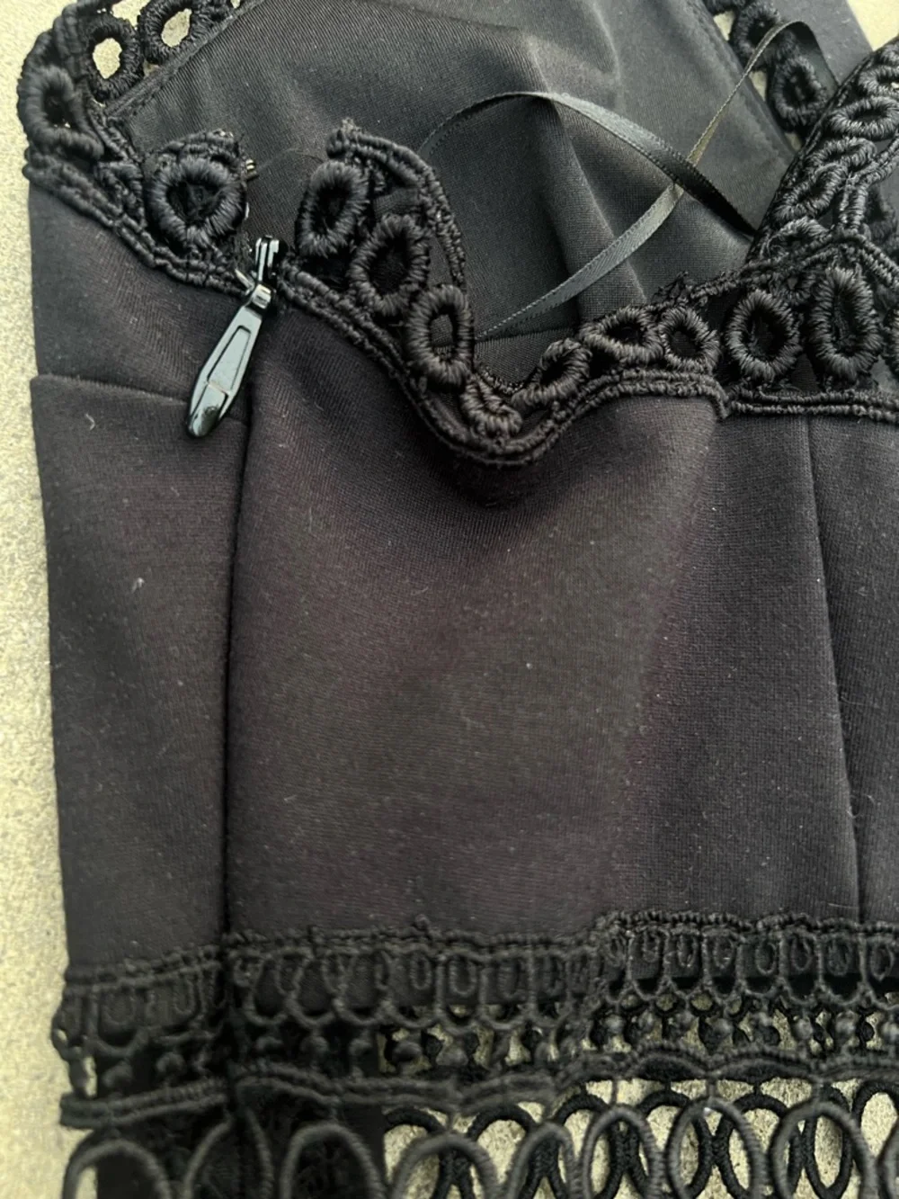 Free People Black Crochet Trim Whimsigoth Mini Dress Racerback EUC 10 LBD